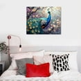 thumbnail image 5 of JRXY  Blue Peacock Canvas Wall Art Elegant Animal and Flowers Pictures Prints Abstract Nature Forest Poster Framed Artwork for Home Decor 16x12in, 5 of 6