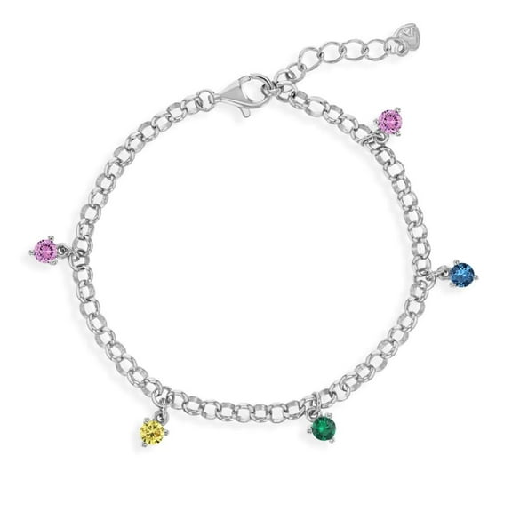 Mesmerize Your Little Girl with TheJewelryHut Designer Children Rainbow Color CZ in Sterling Silver Bracelet