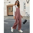 thumbnail image 4 of PUWEI Women's Corduroy Overalls Wide Leg Barrel Jeans Adjustable Straps Bib Romper with Pockets, 4 of 7