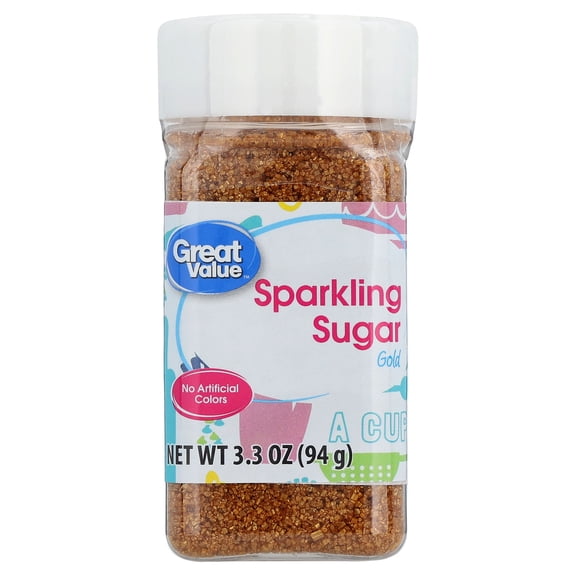 Great Value Sanding Sugar, Gold, 3.3 oz
