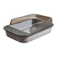 thumbnail image 2 of Bandeja de arena para gatos perfecl con parte abierta resistente de lado alto desmontable claro y gris, 2 of 8