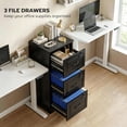 thumbnail image 3 of 3 Drawer Vertical File Cabinet with Independent Locks, Black MDF Office Storage Cabinet with Adjustable Rails for A4 & Letter Size, Compact Design for Home or Office, 15.7" x 39.8", 3 of 7