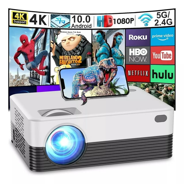 Salange 1080p Decoding & HD, 3500 ANSI Lumens WiFi 6 Bluetooth Projector, Screen Adaption, Auto Focus Electronic Trapezoidal Smart Projector for iOS, Android