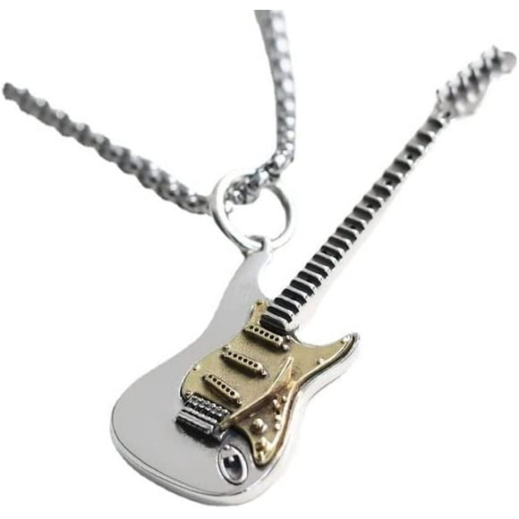 Retro Hip Hop Rock Punk Wind Electric Guitar Pendant Necklace for Women and Men Punk Rock Music Jewelry