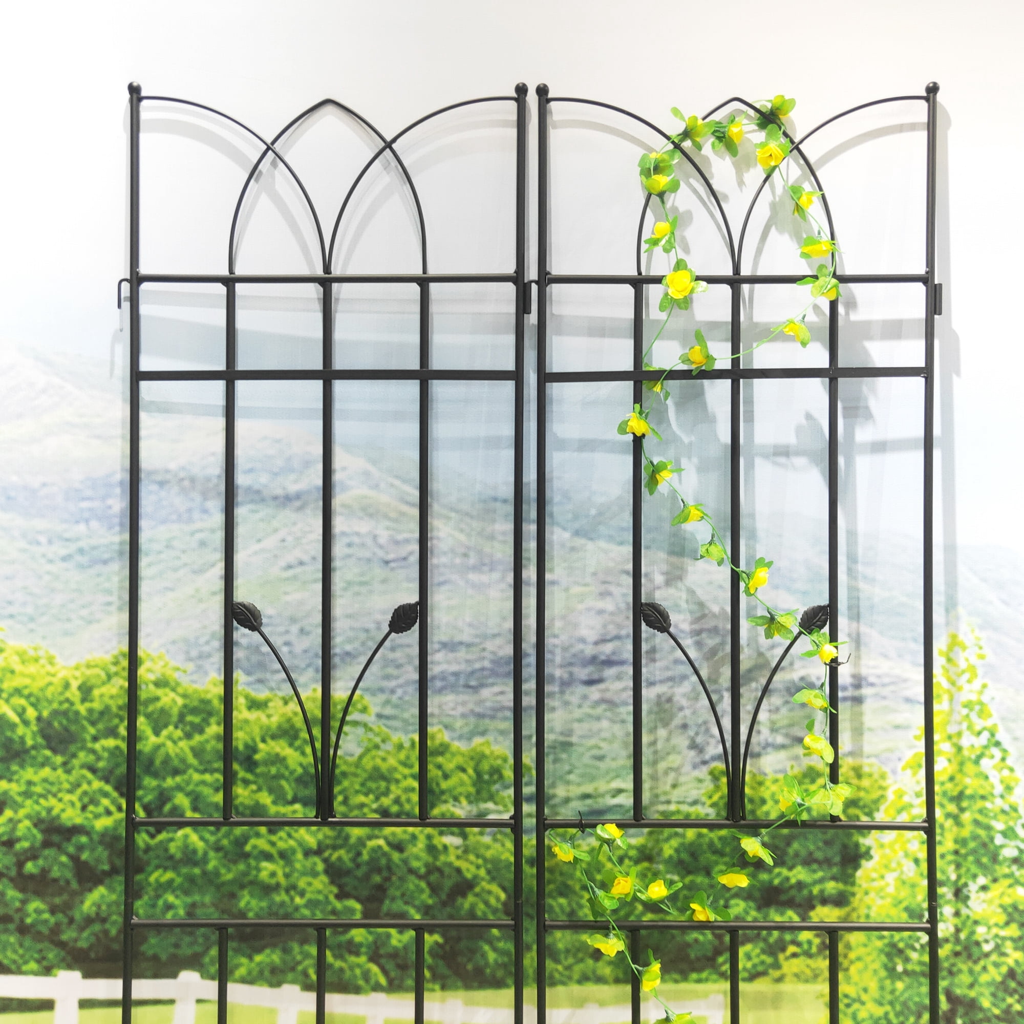 Tcbosik 4 Pack Garden Trellis for Climbing Plants, 71" x 17.7" Rustproof Metal Trellis for Climbing Roses Vine Flower Cucumber Clematis, Black