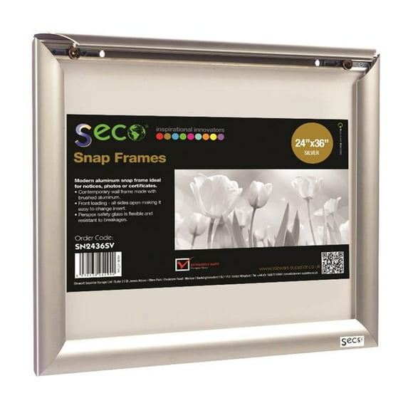 Seco 24 x 36 in. Front Load Easy Open Snap Poster-Picture Silver Anodized Aluminum Frame