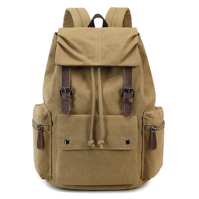 SPEKSEE Sac à Dos Rétro en Toile et Cuir pour Ordinateur Portable, Sac Unisexe Durable de 15,6 Pouces pour la Randonnée, le Travail et les Voyages, Sac de Jour Résistant à l'Eau