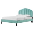 thumbnail image 1 of Platform Bed Frame, Twin Size, Blue, Velvet, Modern Contemporary, Bedroom Master Guest Suite Room, 1 of 9