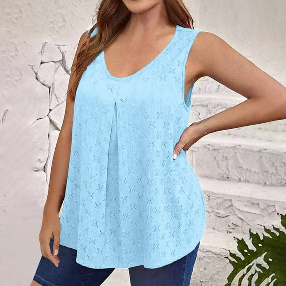 Gamivast Women's Tank Tops Plus Size Oversized Sleeveless V Neck Soft Shirts Dressy Casual Solid Color Flowy Blouse Spring Summer Office Outfits