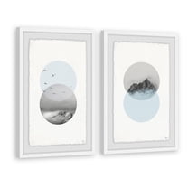 Waves And Mountain Diptych, Art Prints, 32.00" x 1.50"