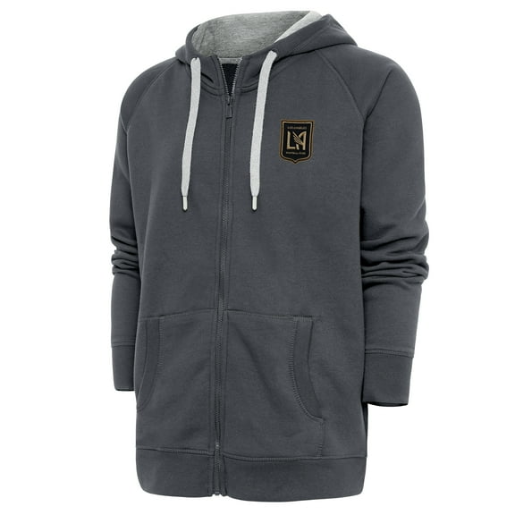 Men's Antigua Charcoal LAFC Logo Victory Full-Zip Hoodie