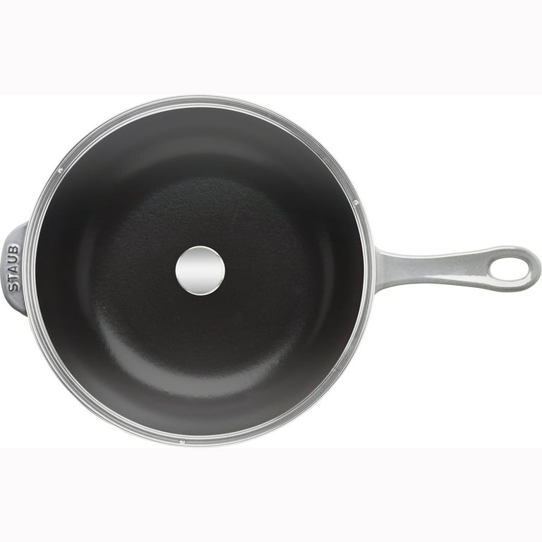 STAUB Cast Iron Pan with Lid 10-inch, 2.9 Quart Serves 2-3, Fry Pan, Cast  Iron Skillet, Wok, Made in France, Graphite Grey 