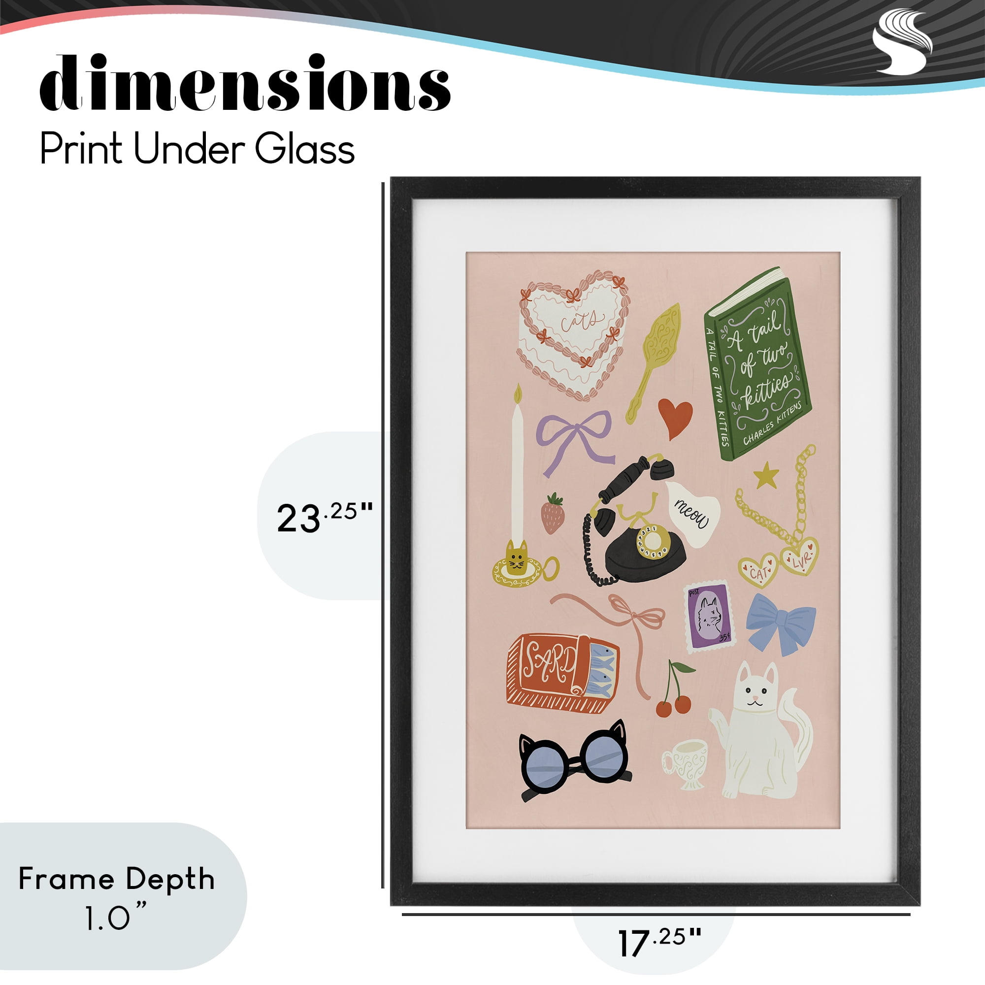 Stupell Industries Vintage Cat Lover Trinkets Black Framed Print Under Glass, design by Amanda Houston