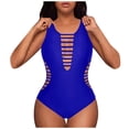 thumbnail image 1 of Bathing Suit For Women- "Women's Chic Neck Swimsuit Color Straps Open Back Triangle Design", Bikini Femme, 1 of 5