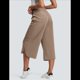 thumbnail image 4 of Pantalones de Yoga de Pierna para Mujer, Pantalones Casuales de Verano, Pantalones Cortos con Cordón en la Cintura y Bolsillos, Color Caqui, XL, 4 of 5