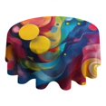 thumbnail image 4 of Colorful Abstract Pattern Round Tablecloth 60"x60",Wrinkle Wipeable Table Cloth for Kitchen Dining Room Picnic Patio Party, 4 of 6