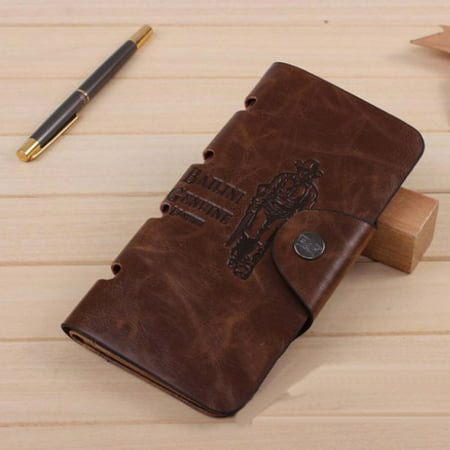 IUNeed New Mens Leather Long Wallet Pockets ID Card Clutch Bifold Purse