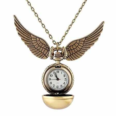 Harry Potter Golden Snitch Watch Necklace Quidditch Pocket Clock Pendant