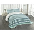 thumbnail image 3 of Ambesonne Striped Quilted Bedspread Set 3 Pcs, Abstract Narrow Band, Queen Size, Teal Blue, 3 of 5