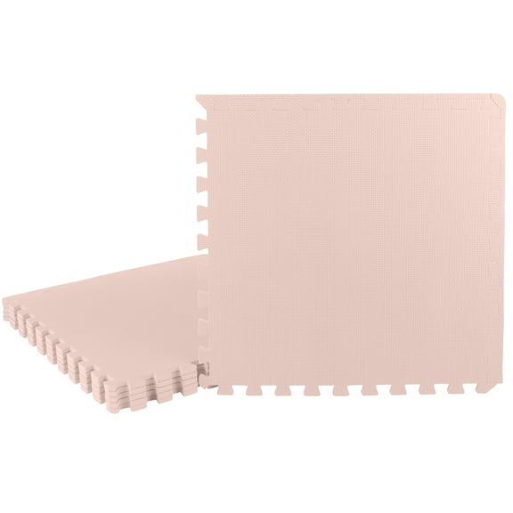 Stalwart 24sqft Foam Floor Tiles - Soft Nontoxic Baby Play Mat, Pink