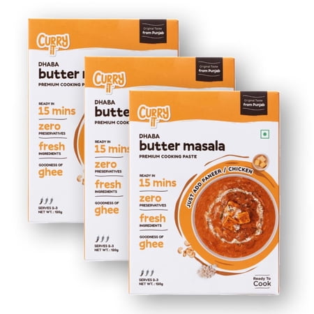 CURRYiT Preservative Free Butter Chicken Curry Paste | PACK OF 3 | Indian Food Cooking Sauce | Non-GMO | Gluten Free | Ready to Cook Simmer Sauce | Just Add Meat