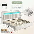 thumbnail image 4 of EnHomee King Size Bed Frame with 2 Drawers & 2-Tier Storage Shelf Upholstered Bed Frame with Headboard & Storage & LED Lights & Charge Station, Beige, 4 of 10
