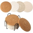 thumbnail image 1 of Juego de 8 Portavasos de Cuerda de Algodón Trenzada de Antideslizantes, Portavasos para Mesa Absorbentes, Portavasos de Bebida con Soporte para Proteger la Mesa de Calor y Desgaste (B), 1 of 4