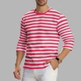 thumbnail image 2 of USNSM Mens Shirts Fashion Striped Print Crewneck Long Sleeve Basic Pullover Soft Elastic Lightweight Casual Tee Shirt Red XL, 2 of 6
