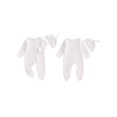 thumbnail image 2 of Suealasg Newborn Baby Fall Footed Romper Solid Color Waffle Long Sleeve Crew Neck Zipper Jumpsuit with Hat, 2 of 9