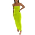 thumbnail image 1 of VISgogo Vestido ajustado con espalda abierta para mujer, falda cruzada sin mangas con cuello halter de color liso, verde/azul/rosa VISgogo moda, 1 of 3