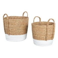 Mainstays Natural Seagrass & Paper Rope Baskets, Set of 2