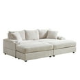 thumbnail image 3 of TUANLUO 87" Chaise Lounge Indoor, Oversized 3-Seater Lounge Chair with Ottoman and Cup Holders, Deep Seat Recliner Chair with Pillows, Soild Wood Sectional Sofa and Couch for Living Room, Beige, 3 of 9