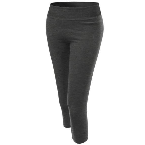 FashionOutfit Women's Basic 3/4 Solid Workout Yoga Pants