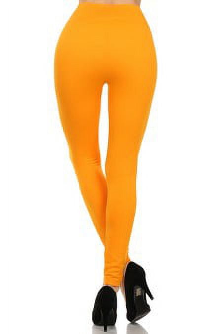 K-Cliffs Women's One size Fleece Leggings in Solid Color with 2 Gold zippers & seams on Front, Mustard, 95% Polyester 5% Spandex