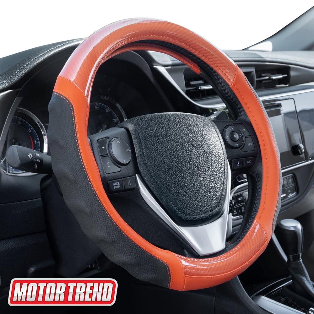 BDK SW-899-MK Black Medium 14.5-15.5 100% Leather Steering Wheel Cover with Grip Contours 