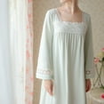 thumbnail image 5 of Defitshape Women's Victorian Nightgown Soft Bell Sleeve Long Pajama Dress Billowy Cotton Sleep Shirt Cute Lace Sleepwear Long Sleeve Pj Dress Ladies Vintage Princess Fancy Lounge Nighty Green Medium, 5 of 5