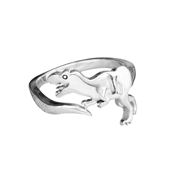 Dinosaur Rings Set of 4 Ancient Silver Animal Zodiac Rings Adjustable Alloy Rings for Men and Women Unisex Rings