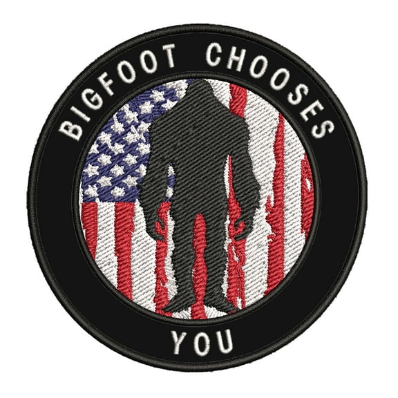 Bigfoot Chooses You 3.5" Iron On Or Sew On Embroidered Fabric Badge Patch Unexplained Mysteries Iconic Series