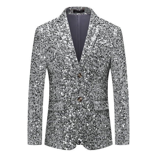 Traje informal ajustado de estilo coreano para hombre, personalidad escénica, presentador de espectáculos, chaqueta de traje de color sólido con lentejuelas para hombre