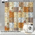 thumbnail image 4 of Dznils Floral Shower Curtain with Hooks, Farmhouse Patchwork Fabric Bathroom Curtain, Brown, 72" x 72", 4 of 7