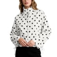 thumbnail image 4 of Sewkxo Colorful world Womens Polka Dot Jacket Drawstring Hem Button Front Cropped Lightweight Jacket Relaxed fit Coat with Pockets,White L, 4 of 6