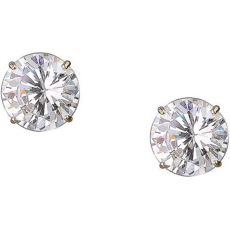 Brilliance Fine 10kt Yellow Gold Cubic Zirconia Stud Earrings, 8mm photo 1