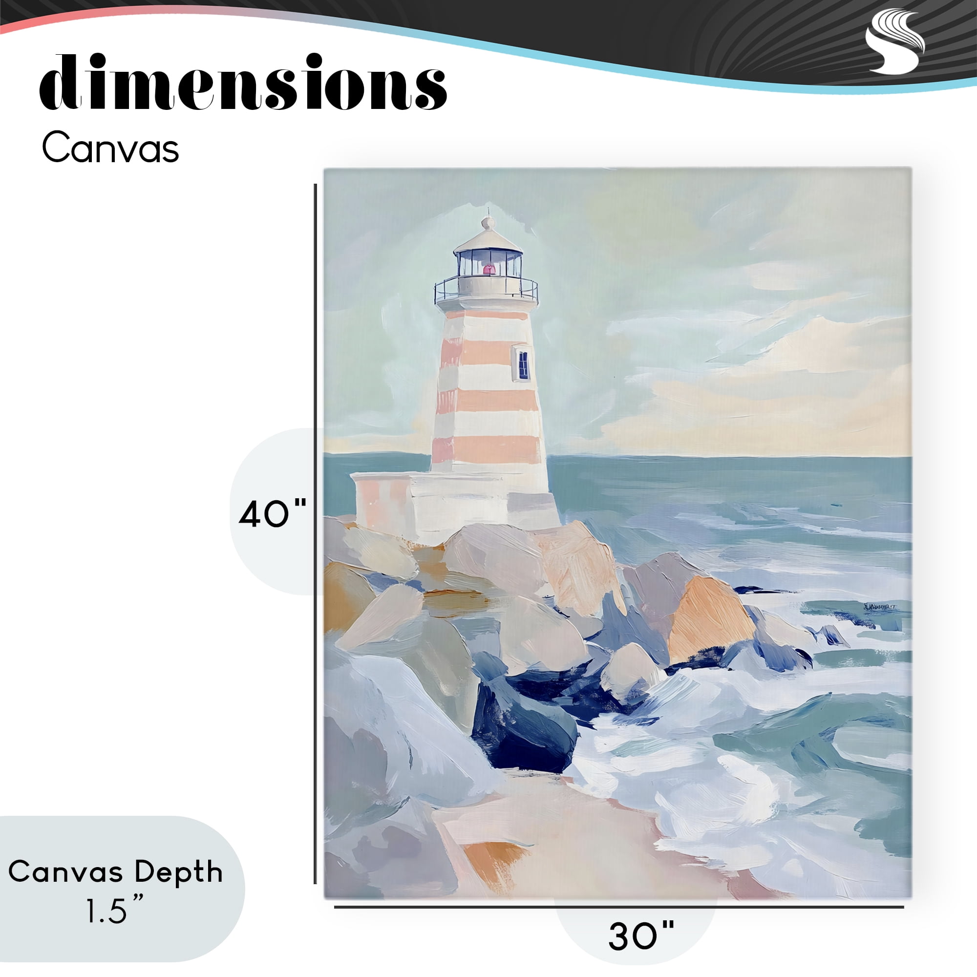 Stupell Industries Coastal Lighthouse in Pastels Canvas Wall Art, design by Creative Studio