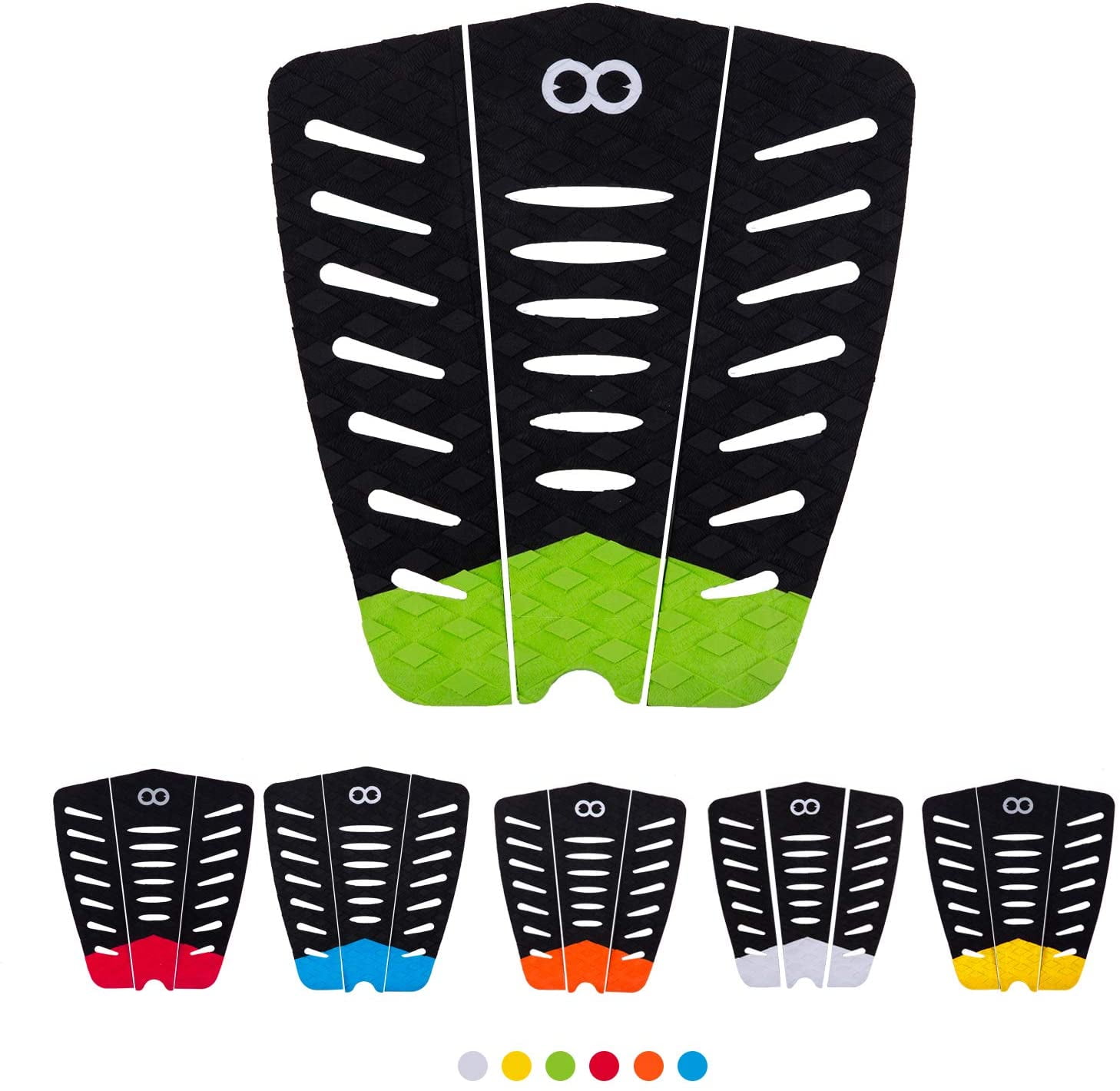 WOOWAVE EVA Surfboard Traction Pads 3 Piece with 3M Adhesive（green