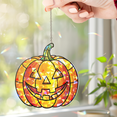 thumbnail image 2 of Lotusprinthandmade Halloween Gift Pumpkin Graphic Custom Shape Broken Glass Hologram Ornament 3.5in, halloween decor hologram ornament, 2 of 4