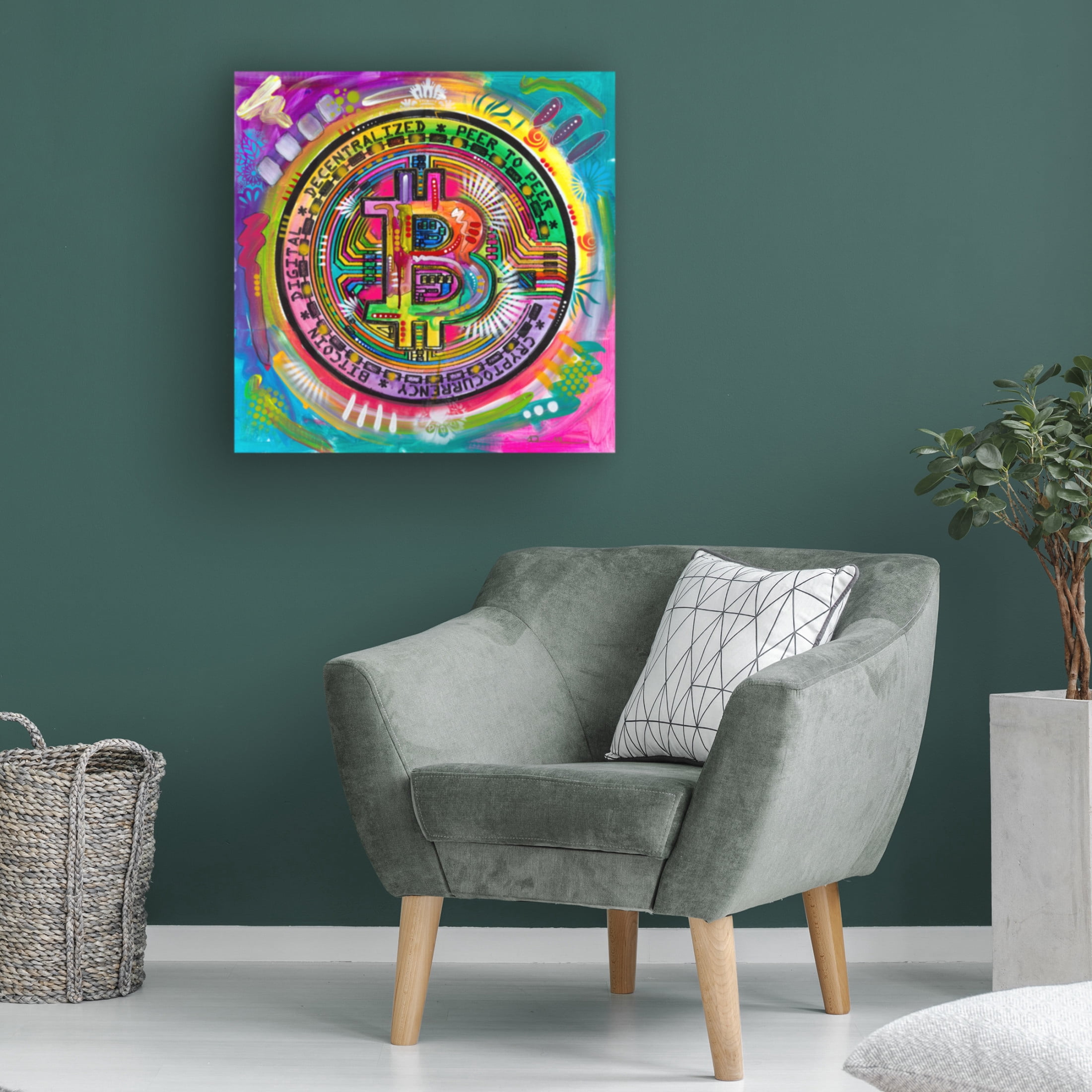 Canvas Wall Art - Dean Russo 'Bitcoin' Wall Art for Living Room, Bedroom, or Office Décor by Trademark Fine Art - 18 x 18 Inches