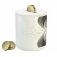 thumbnail image 1 of Grey Piggy Bank, Wavy Vertical Curved Stripes with Flowers and Leaves Vintage Damask Inspired, Ceramic Coin Bank Money Box for Cash Saving, 3.6" X 3.2", Grey Pale Grey White, by Ambesonne, 1 of 4