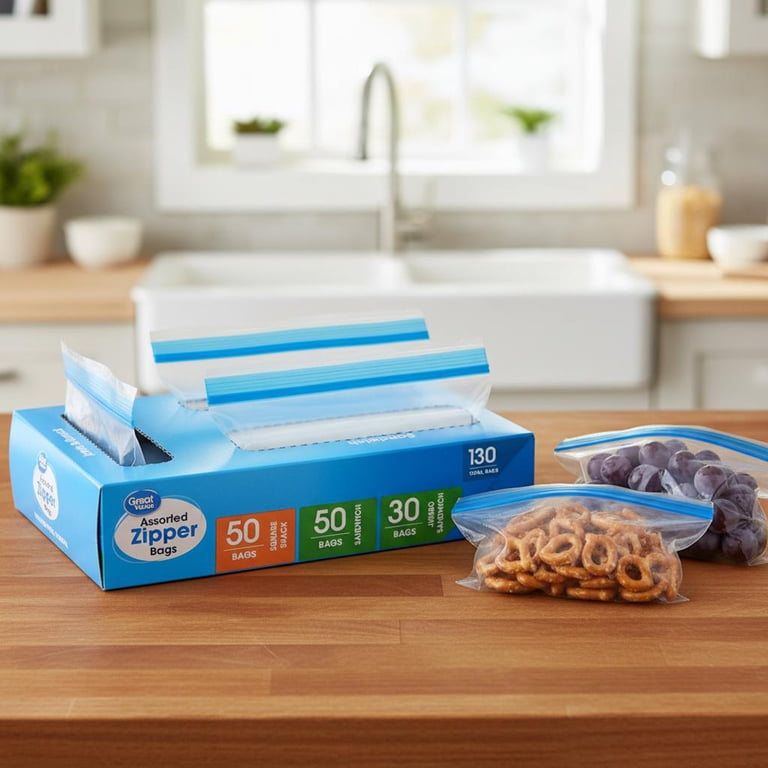 Great Value Assorted Zipper Bags Variety Pack, 130 Count - Walmart.com