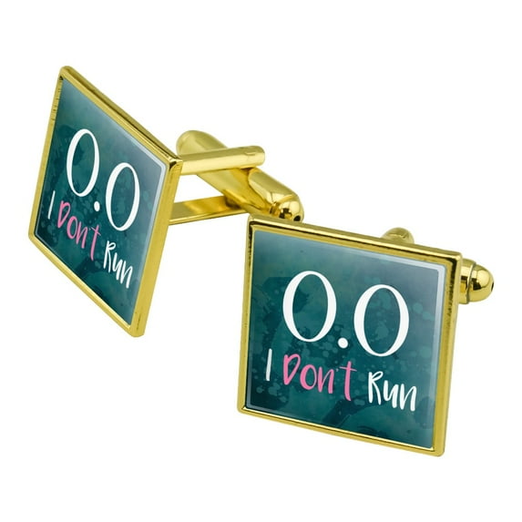 0.0 Marathon I Don't Run Funny Non Runner Square Cufflink Set - Silver or Gold