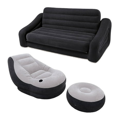 Intex Inflatable Queen Size Sofa Bed Lounge Chair Intex Inflatable Queen Size Sofa Bed Lounge Chair Ottoman Set
